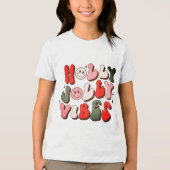T-shirt En Tri-matière Retro Noël Holly Jolly Vibes Vacances tendance (Recto)