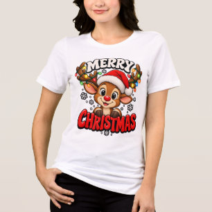 T-shirt En Tri-matière Rétro Noël Vintage Chapeau de Père Noël avec du ho