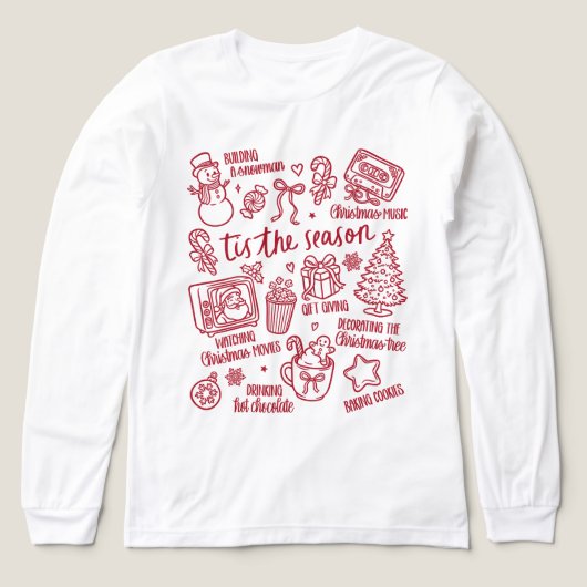 T-shirt En Tri-matière Retro Whimsical Festive Red Christmas Doodles (Motif recto)