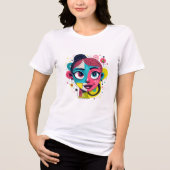 T-shirt En Tri-matière "Rêve chromatique" - Portrait Pop Art Abstrait (Recto)