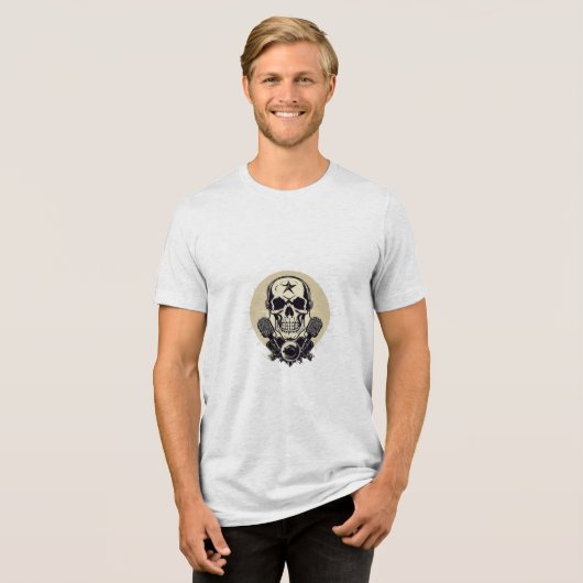 T-shirt En Tri-matière Rock 'n' Roll Skull and Mic (Recto plein)