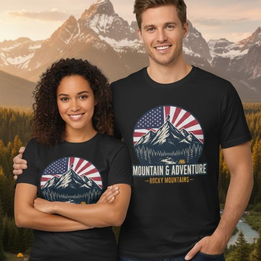 T-shirt En Tri-matière Rocky Mountains Patriotic Outdoor Adventure Hiking