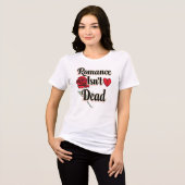 T-shirt En Tri-matière "Romance Isn't Dead" with Red Rose and Heart (Recto plein)
