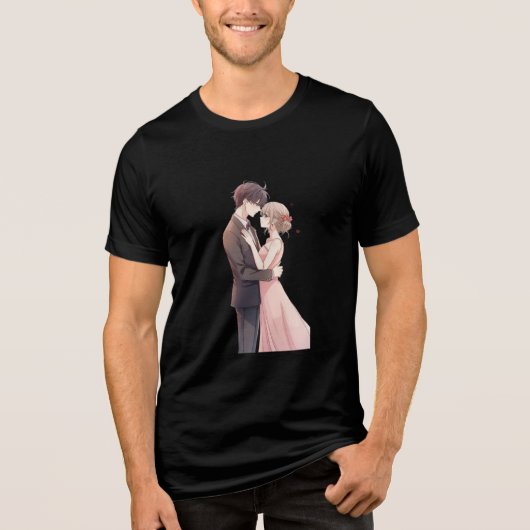 T-shirt En Tri-matière Romantic Anime Couple Embrace T-Shirt (Recto)