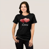 T-shirt En Tri-matière Romantic Sparkling Red Hearts "Love" Glitter Desig (Recto plein)