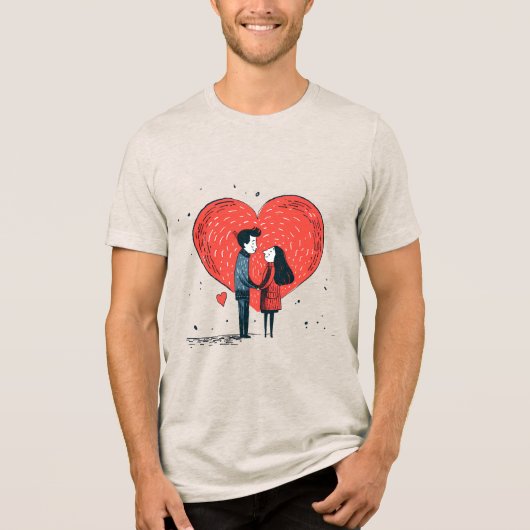 T-shirt En Tri-matière Romantique Coeur Graphique T-Chemise -Saint-Valent (Recto)
