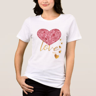 T-shirt En Tri-matière Romantique Gold Love You et Pink Heart