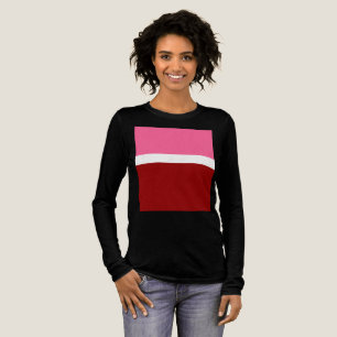 T-shirt En Tri-matière Rose Blanc Marron Rouge Bloc De Couleurs