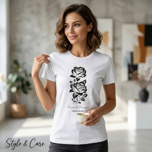 T-shirt En Tri-matière Rose Élégante Date de Monogramme Personnalisé Ador