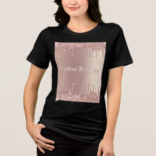 T-shirt En Tri-matière Rose Parties scintillant or Sparkly Texte personna