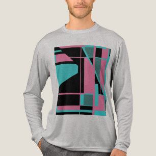 T-shirt En Tri-matière Rose Turquoise noir géométrique Abstrait Labyrinth