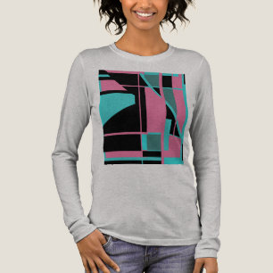 T-shirt En Tri-matière Rose Turquoise noir géométrique Abstrait Labyrinth