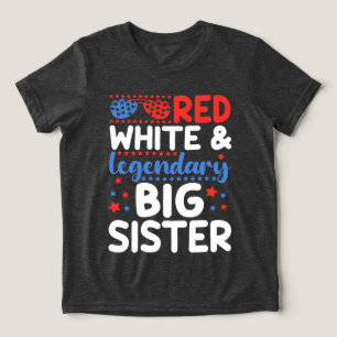 T-shirt En Tri-matière Rouge Blanc Et Légendaire Grande Sœur 4 Juillet
