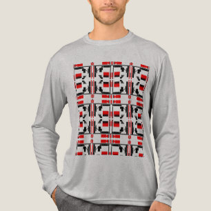 T-shirt En Tri-matière Rouge Noir Petites Formes Carrelées Lignes Art Des