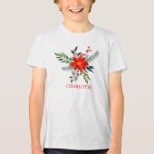 T-shirt En Tri-matière Rouge Poinsettia Joyeux Noël customisé (Recto)