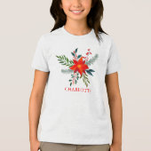 T-shirt En Tri-matière Rouge Poinsettia Joyeux Noël customisé (Recto)