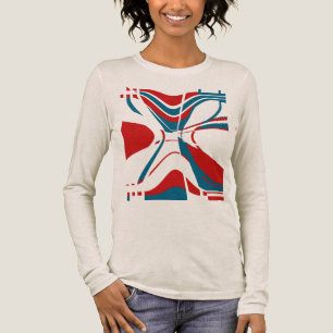 T-shirt En Tri-matière Rouge Turquoise Gras Grandes Formes Motif géométri