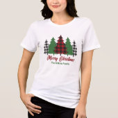 T-shirt En Tri-matière Rouges Rustiques Plaid Joyeux Arbres de Noël Femme (Recto)
