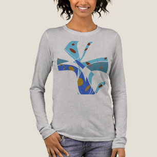 T-shirt En Tri-matière Royal Blue Turquoise avec cercles Abstrait Flower