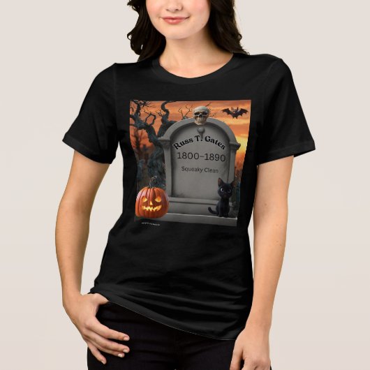 T-shirt En Tri-matière "Russ T Gates" Halloween Gravestone Humour (Recto)