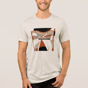 T-shirt En Tri-matière Rust Gris Beige Noir Gras Formes MCM Look Motif
