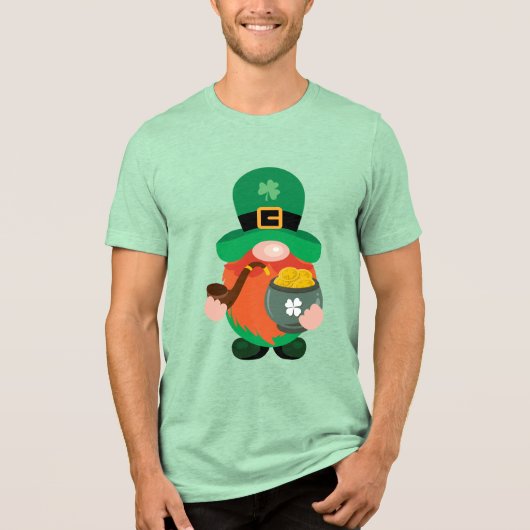 T-shirt En Tri-matière Saint Patrick's Day Leprechaun Gnome Pot d'or (Recto)