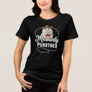 T-shirt En Tri-matière Salut Purrtner Dessin de Chat Drôle de Cowboy West