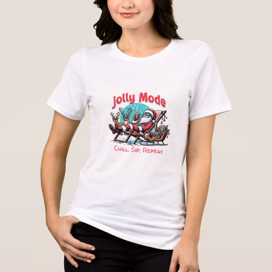 T-shirt En Tri-matière Santa “Jolly Mode: Chill, Sip, Repeat” Christmas  (Recto)