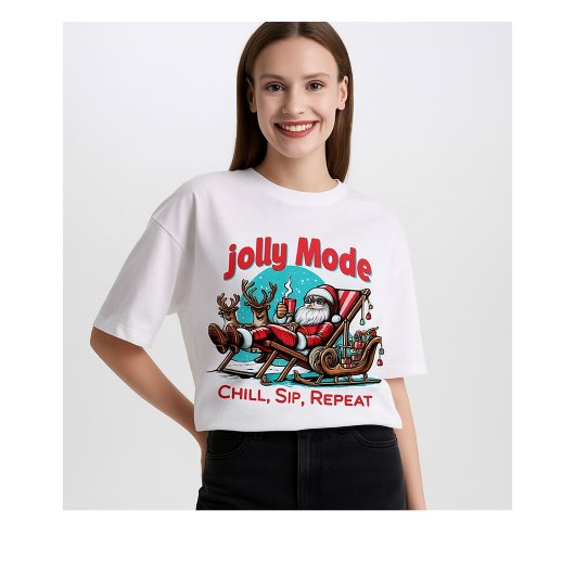 T-shirt En Tri-matière Santa “Jolly Mode: Chill, Sip, Repeat” Christmas