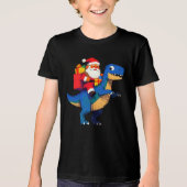 T-shirt En Tri-matière Santa Riding Dinosaur T Rex Funny Christmas (Recto)