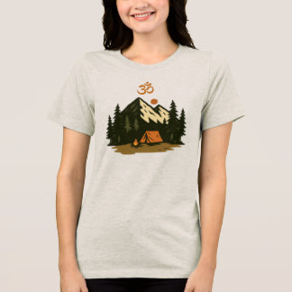 T-shirt En Tri-matière Scène de camping sur la montagne avec le symbole "