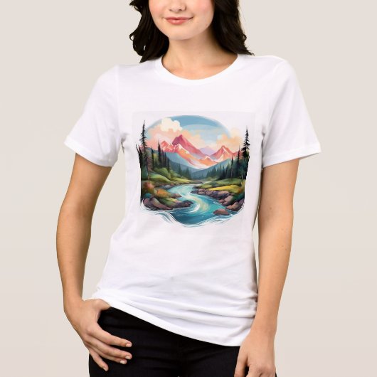 T-shirt En Tri-matière Scène Majestic Mountain River (Recto)