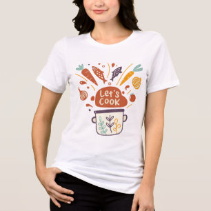 T-shirt En Tri-matière Scène Whimsical Kitchen avec "Let’s Cook" Texte -