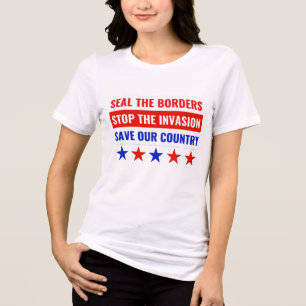 T-SHIRT EN TRI-MATIÈRE SCEZ LES FRONTIÈRES, ARRÊTEZ L'INVASION...