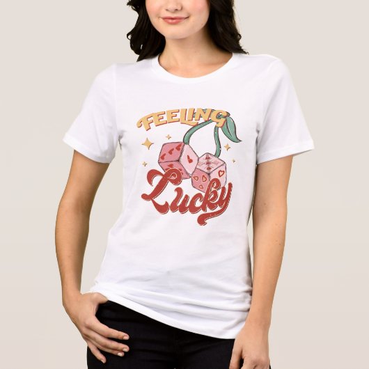 T-shirt En Tri-matière Sentiment Lucky Dice Retro Typographie (Recto)