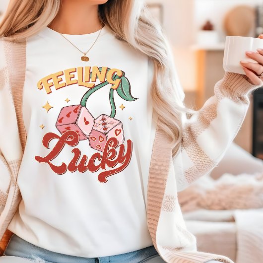 T-shirt En Tri-matière Sentiment Lucky Dice Retro Typographie