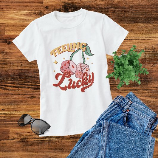 T-shirt En Tri-matière Sentiment Lucky Dice Retro Typographie