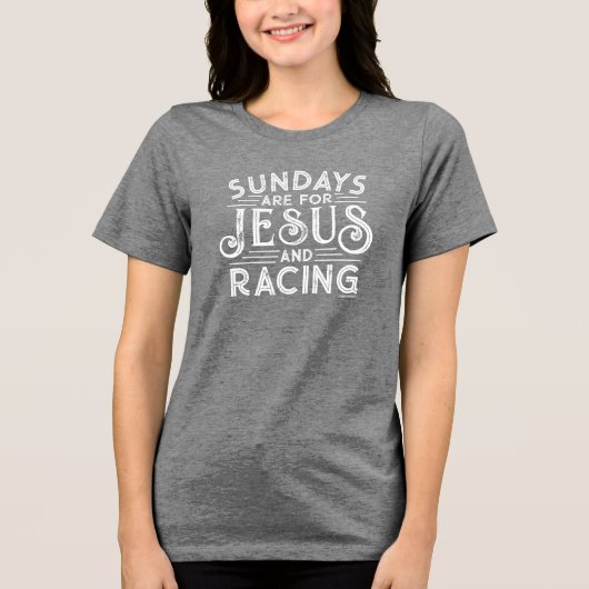 T-shirt En Tri-matière Ses "dimanches sont pour Jésus et Racing" (Recto)