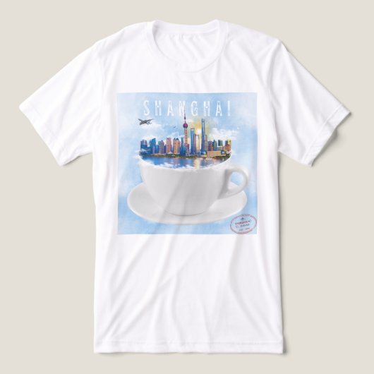 T-shirt En Tri-matière Shanghai dans un Teacup - Futuriste Skyline Art (Design Recto)