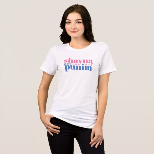 T-shirt En Tri-matière Shayna Punim rose bleu mignon Slogan juif (Recto plein)