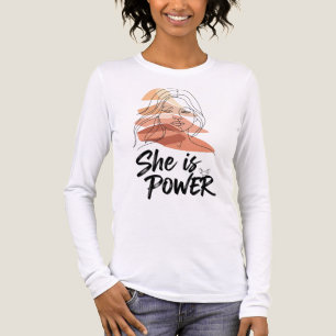T-shirt En Tri-matière She Is Power - Abstrait Feminine Line Art avec Fox