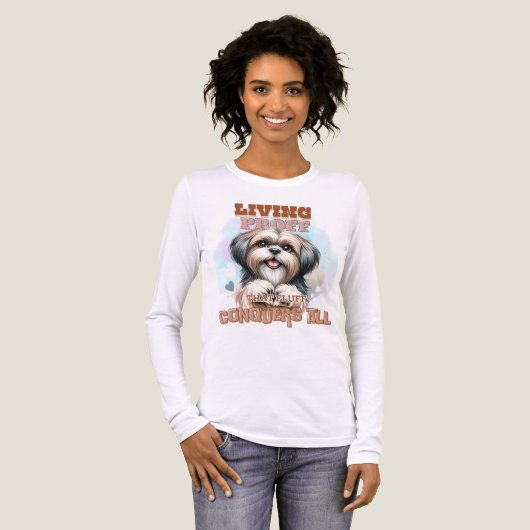 T-SHIRT  EN TRI-MATIÈRE SHIH TZU HOUND CHIEN TRÈS AMUSANT DIT : (Recto complet)