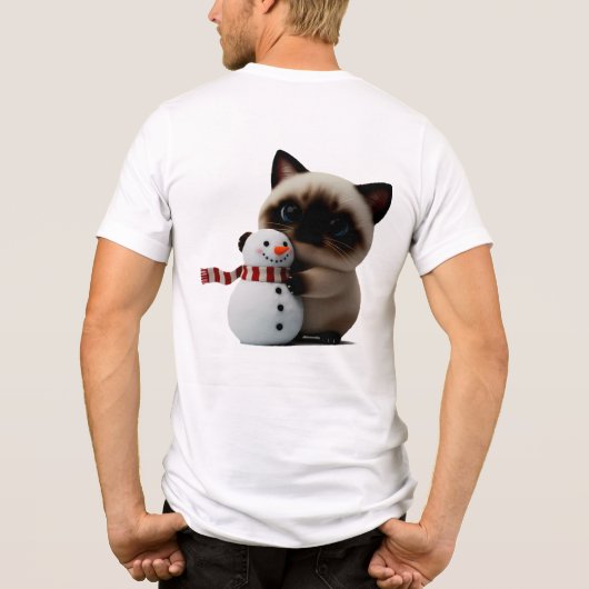T-shirt En Tri-matière Siamese Kitten Hugging Snowman – Cozy Christmas Ar (Verso)