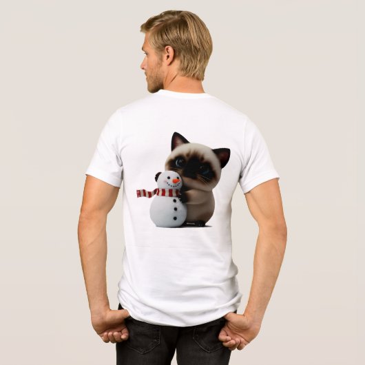 T-shirt En Tri-matière Siamese Kitten Hugging Snowman – Cozy Christmas Ar (Verso intégral)