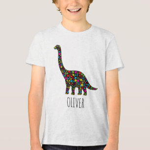 T-shirt En Tri-matière Silhouette de dinosaure Paix & Amour