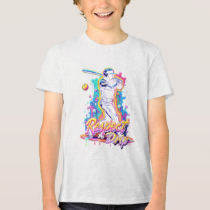 T-shirt En Tri-matière Silhouette de frappeur de baseball abstrait Respec