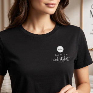 T-shirt En Tri-matière Simple nom d'employé Logo Ongle Styliste Noir