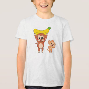 T-shirt En Tri-matière Singes caricaturaux mignons à la banane