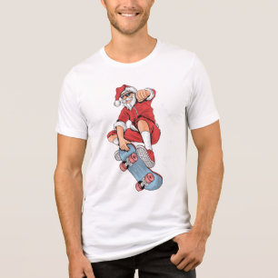 T-shirt En Tri-matière Skateboarding Cool Père Noël Noël
