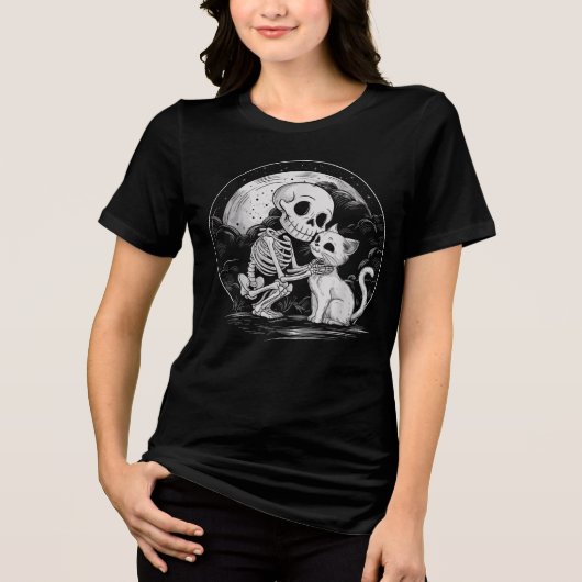 T-shirt En Tri-matière Skeleton Cat Crâne Kitty - Gote mignonne Halloween (Recto)